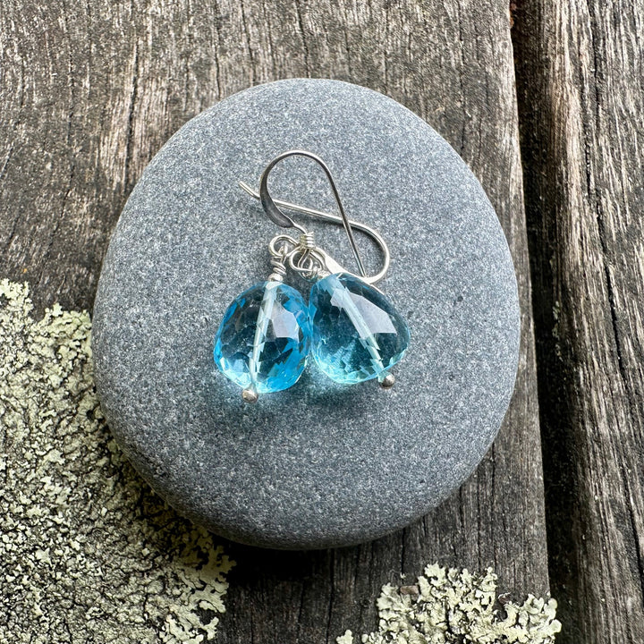 Faceted blue topaz earrings