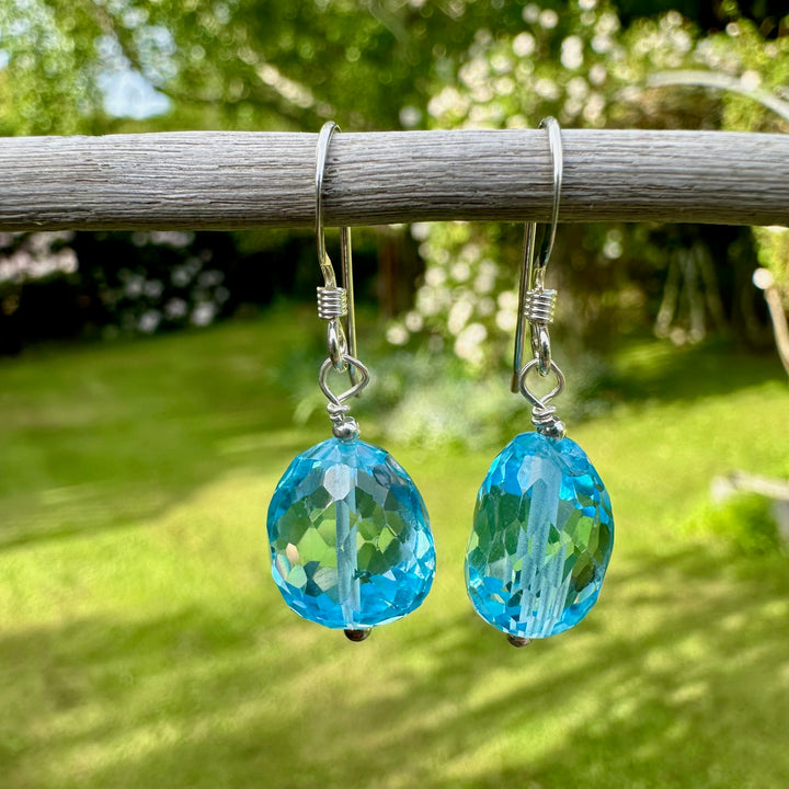 Faceted blue topaz earrings