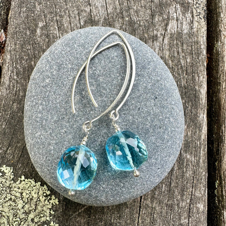 Faceted blue topaz earrings