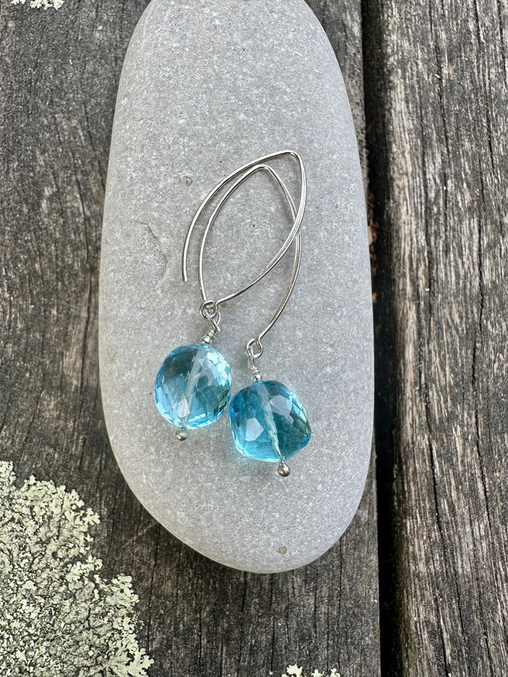 Faceted blue topaz earrings