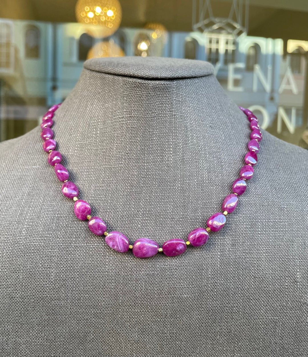 Indian Ruby and Gold Necklace with 14ct, & 18ct Gold