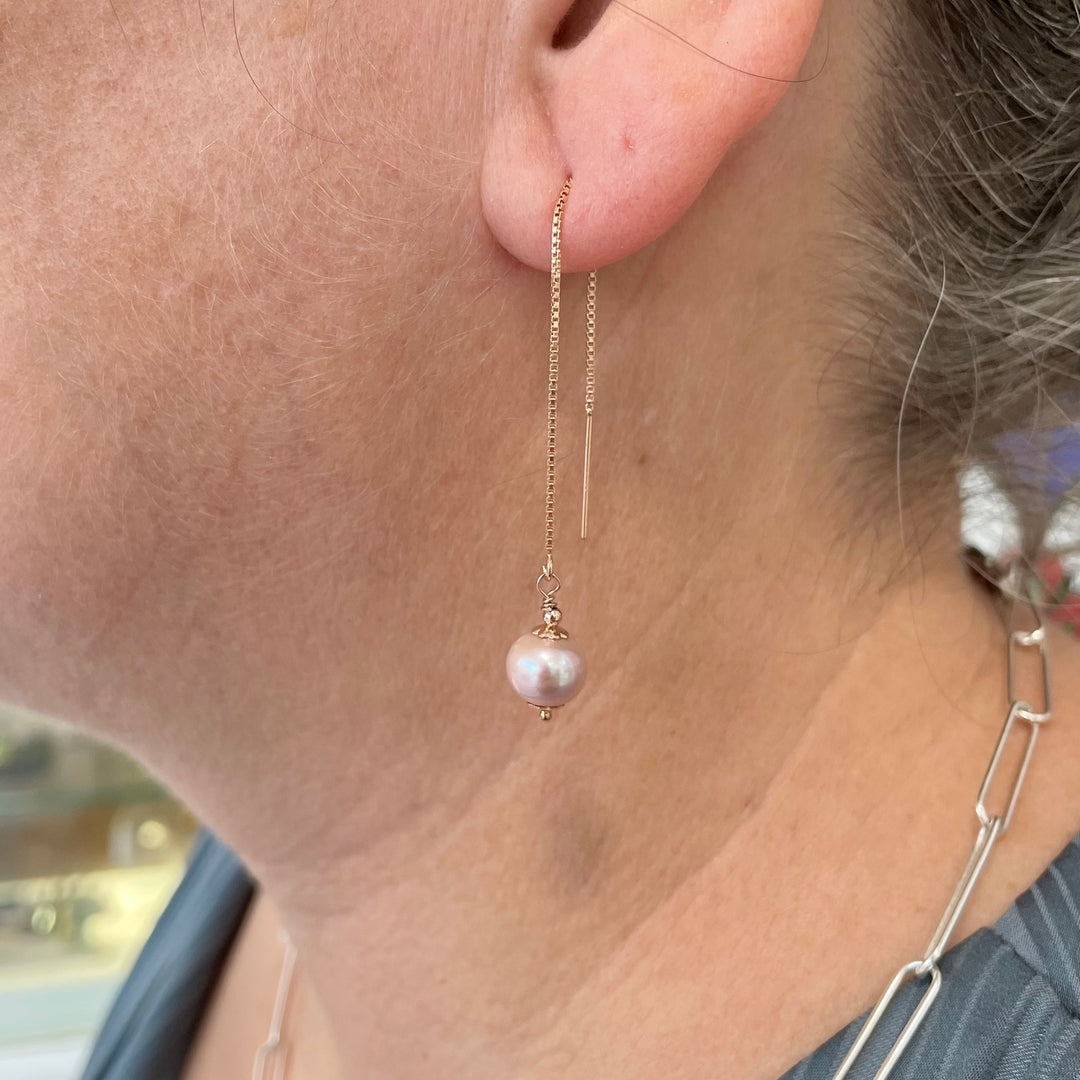 Pink freshwater pearl earrings