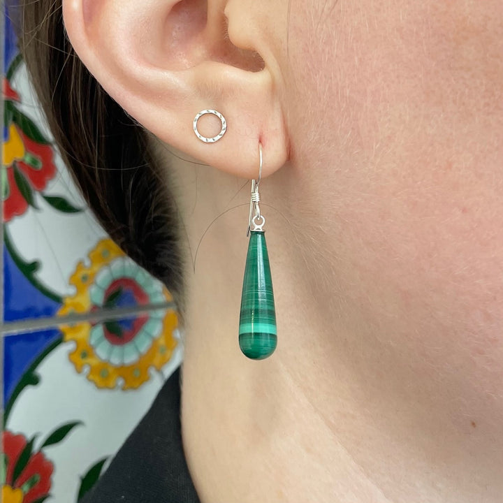 small malachite drop earrings