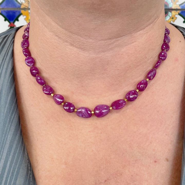 Indian Ruby and Gold Necklace with 14ct, & 18ct Gold