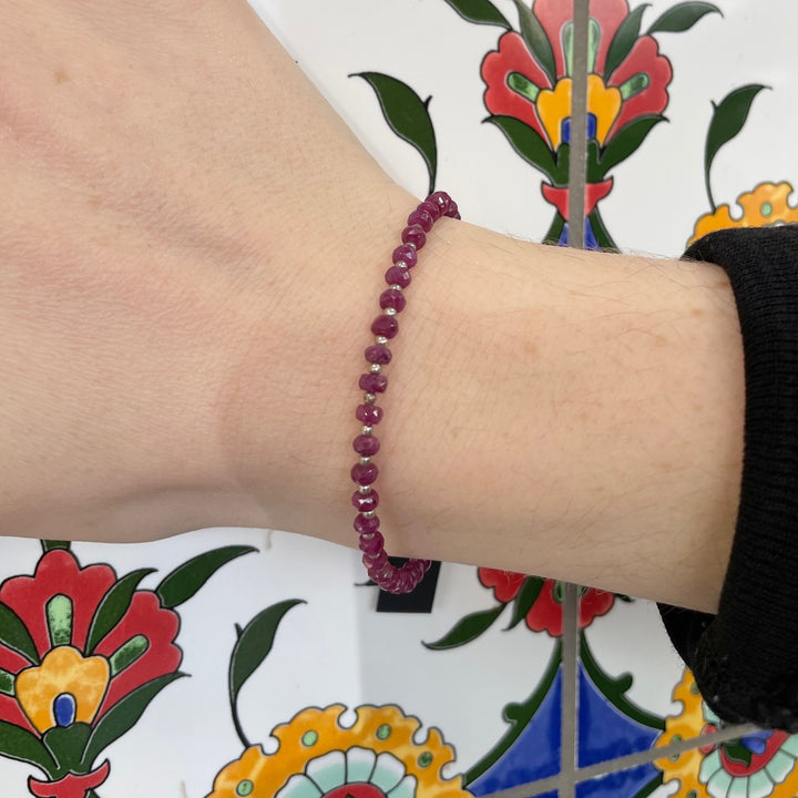 Faceted Indian ruby bracelet