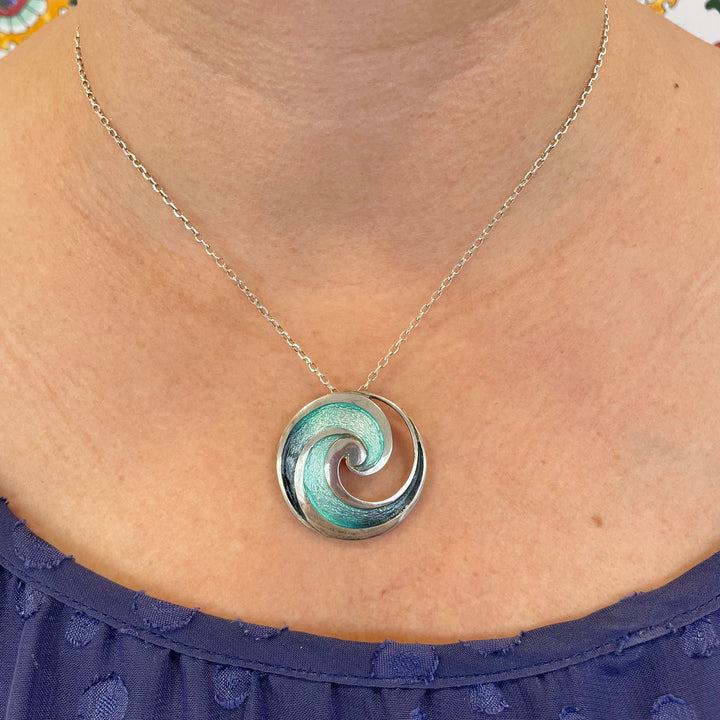 Vintage enamel and sterling pendant