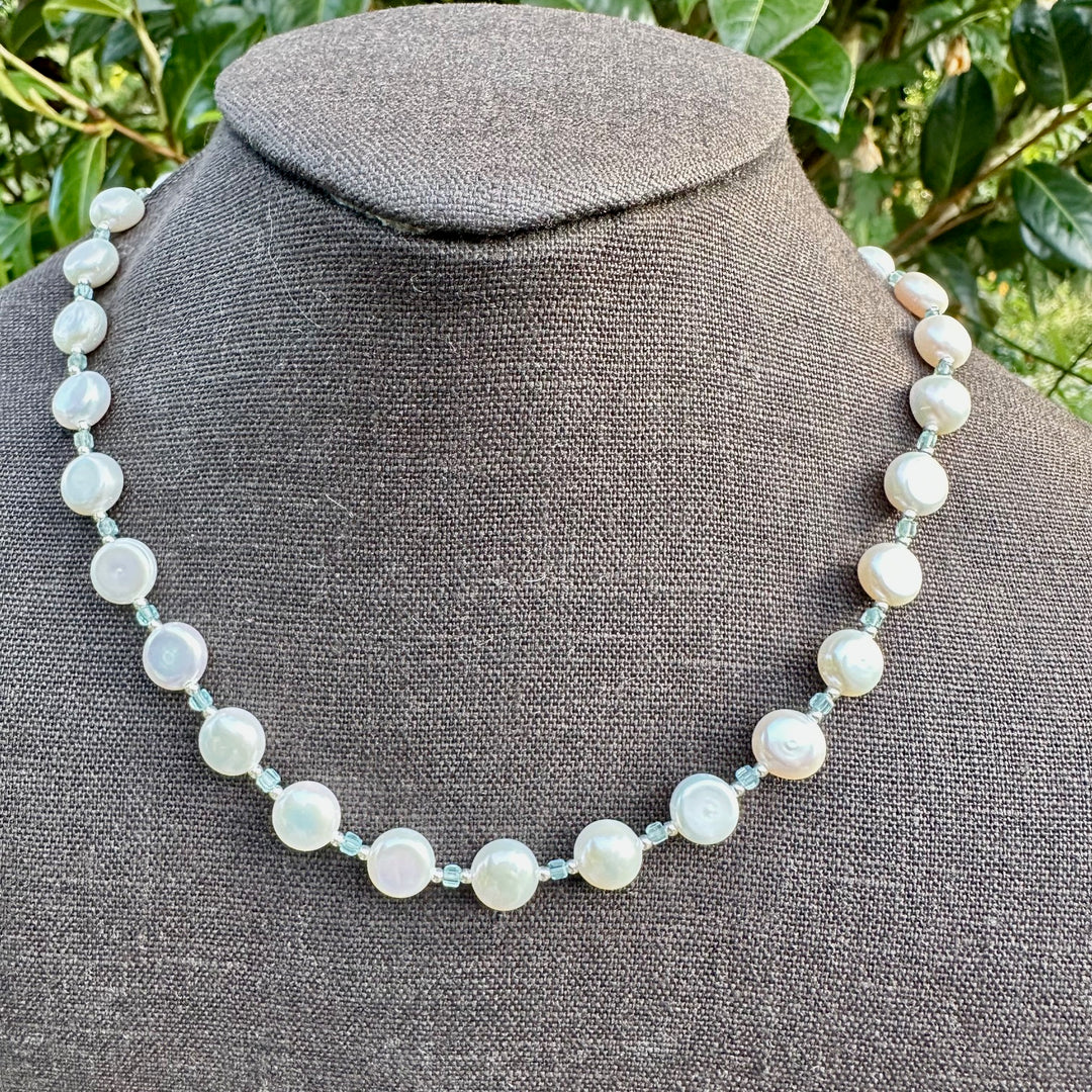 Set freshwater pearl & aquamarine