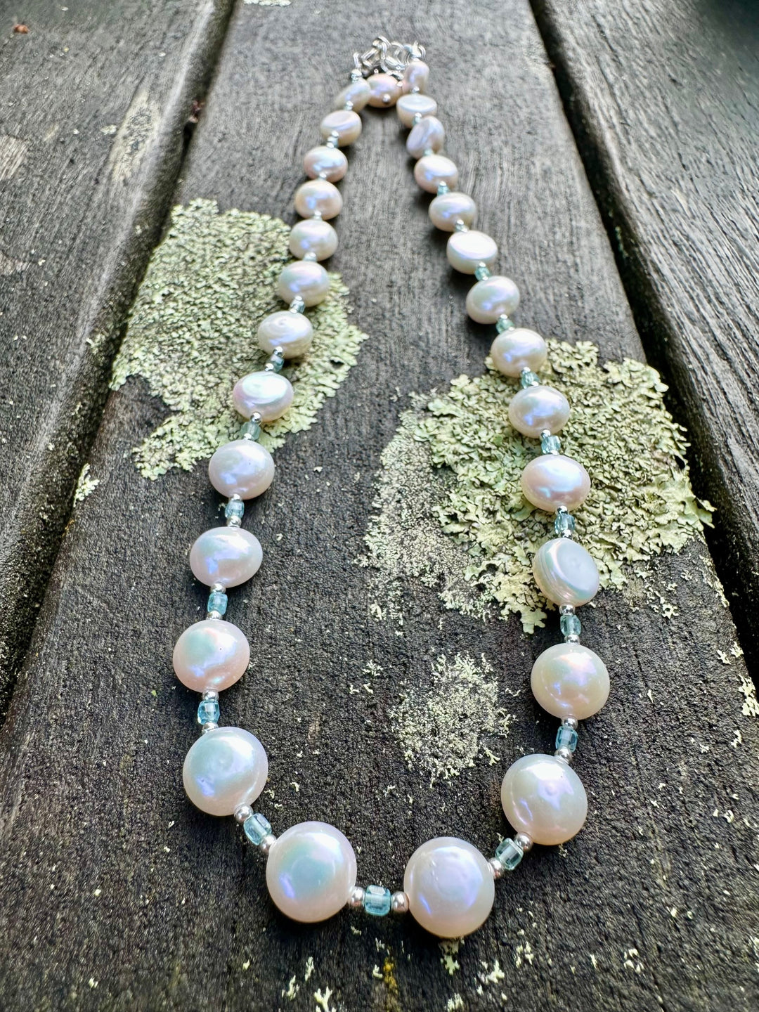 Set freshwater pearl & aquamarine