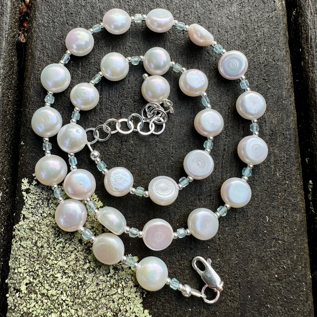 Set freshwater pearl & aquamarine