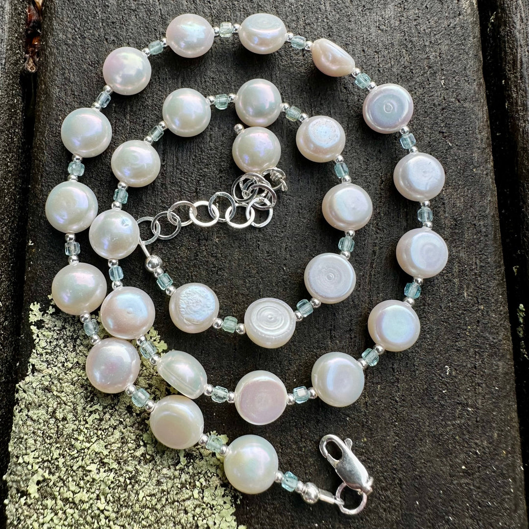 Set freshwater pearl & aquamarine