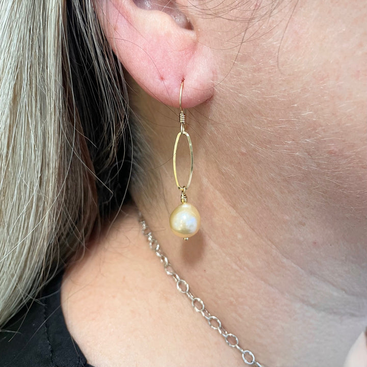 Apricot freshwater pearl earrings