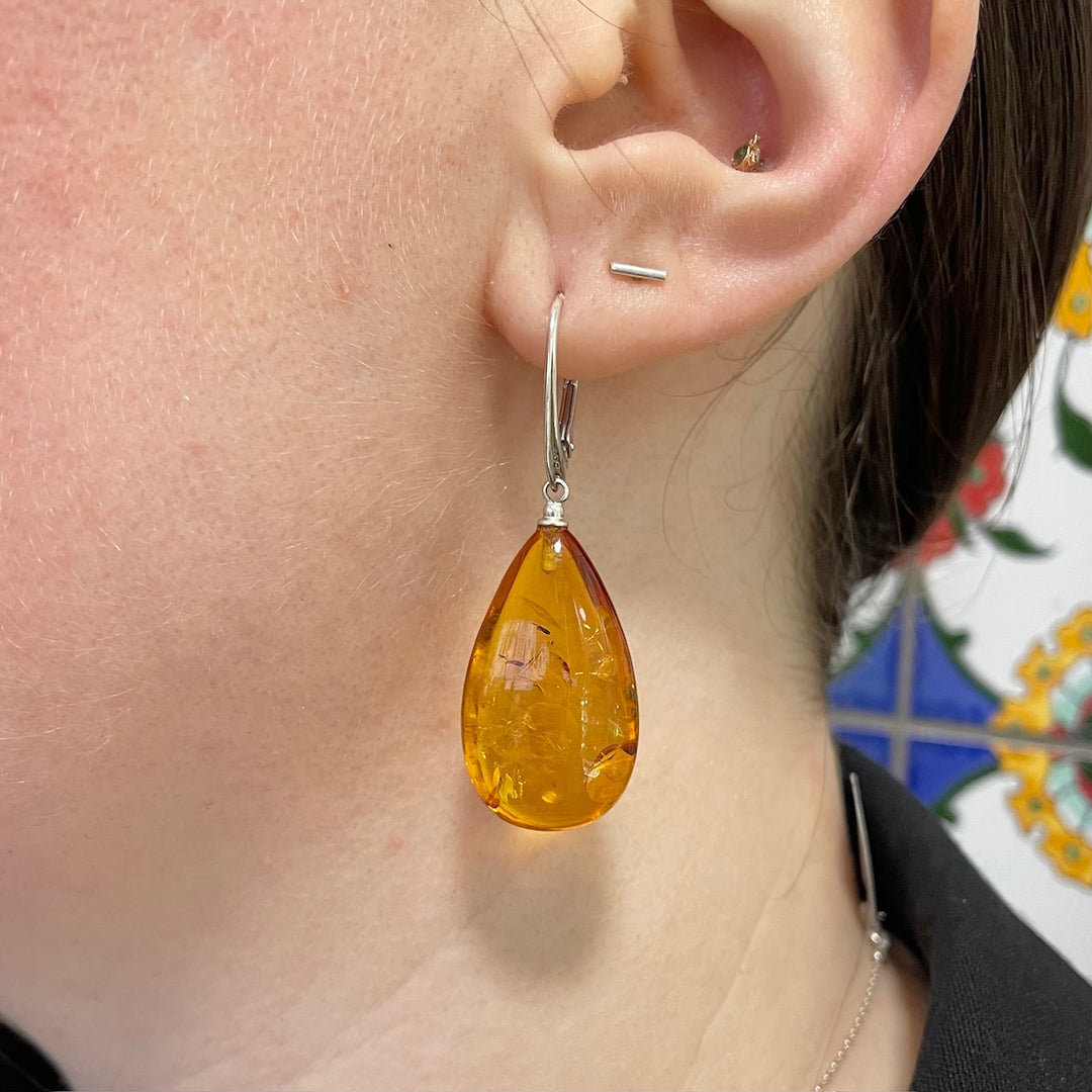 Baltic amber drop earrings