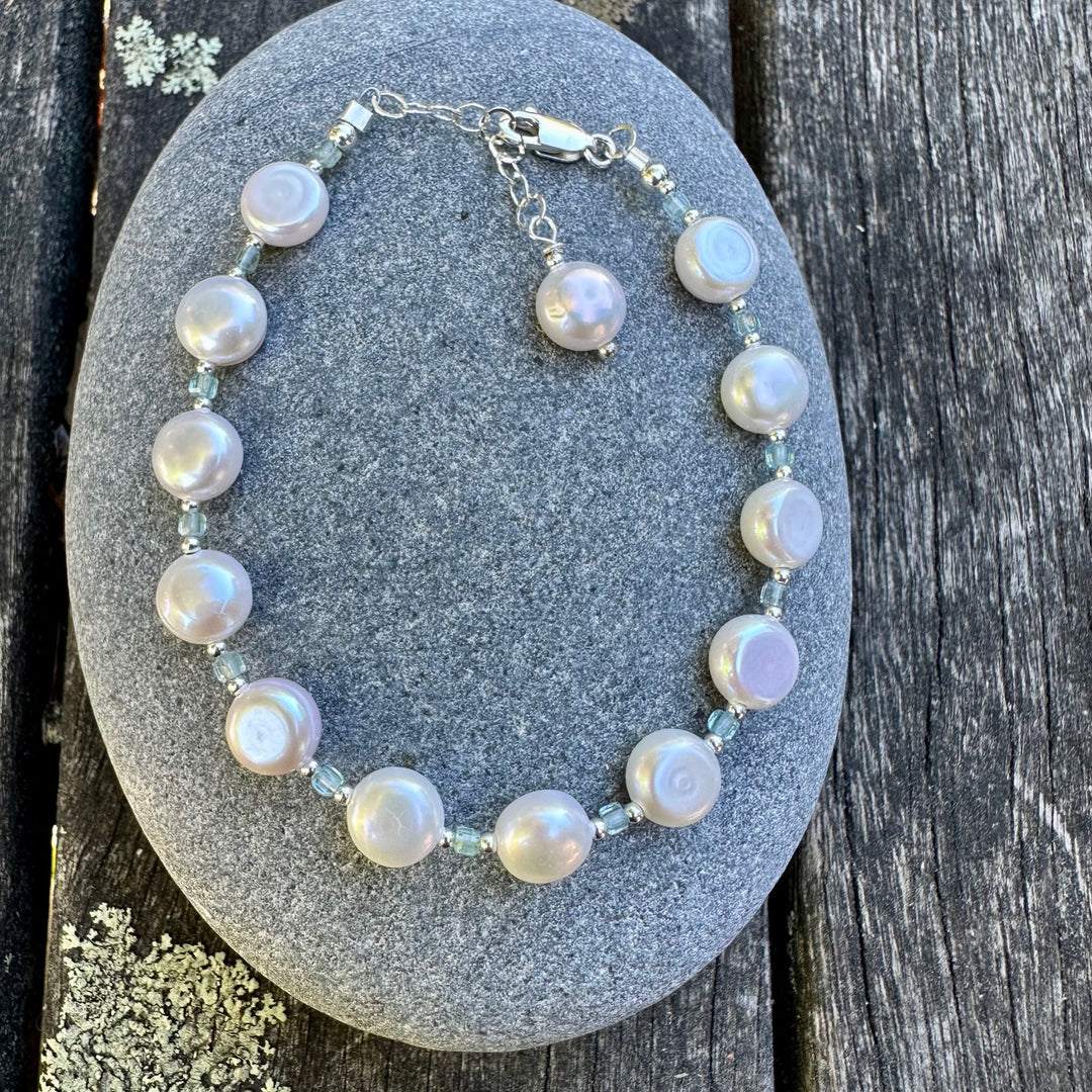 Set freshwater pearl & aquamarine