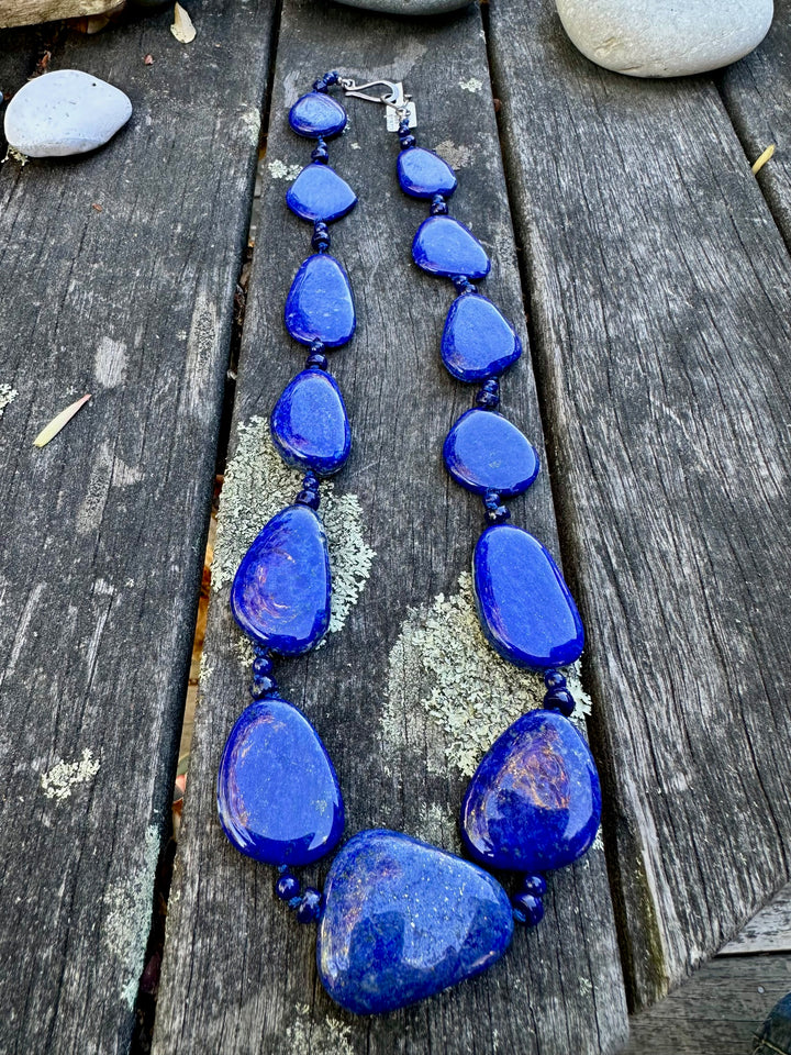 Knotted lapis lazuli necklace
