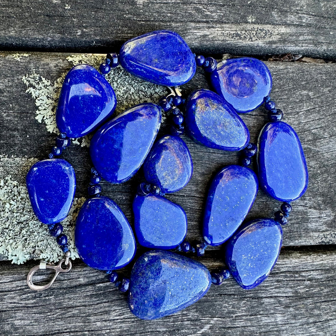 Knotted lapis lazuli necklace