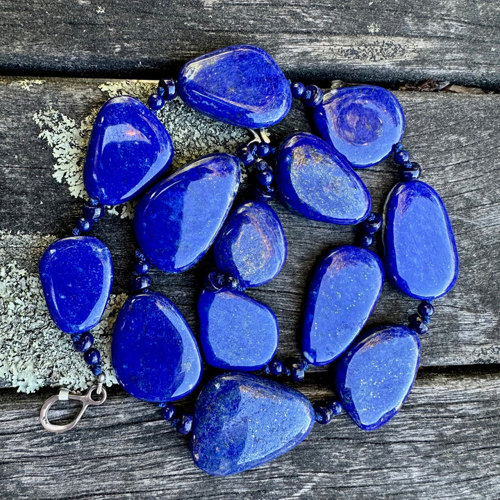 Knotted lapis lazuli necklace