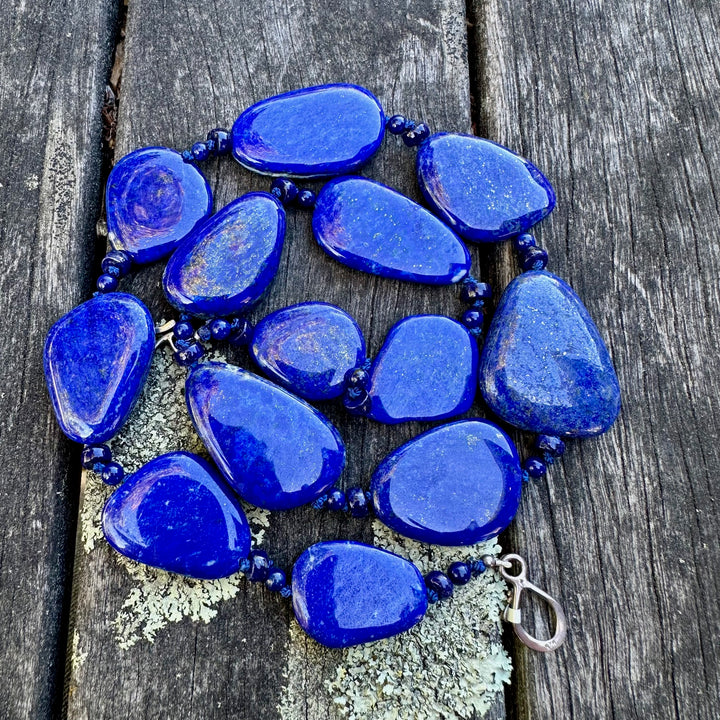 Knotted lapis lazuli necklace