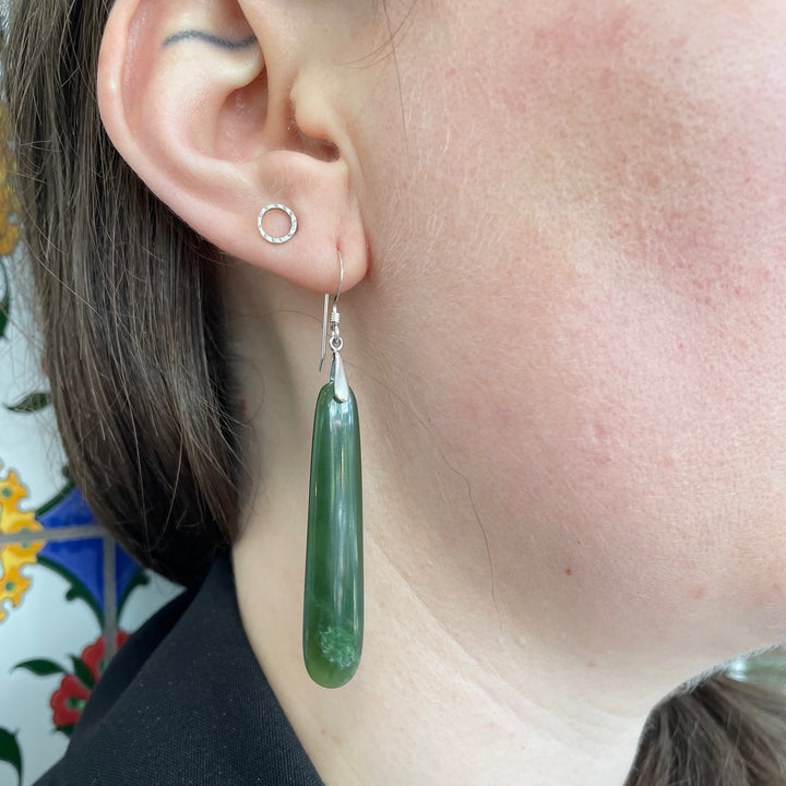 Large dark greenstone earrings