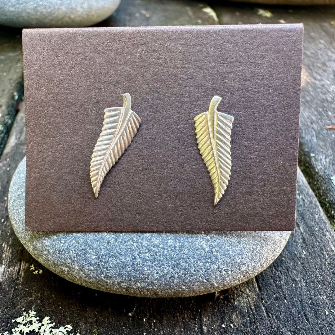small silver fern studs