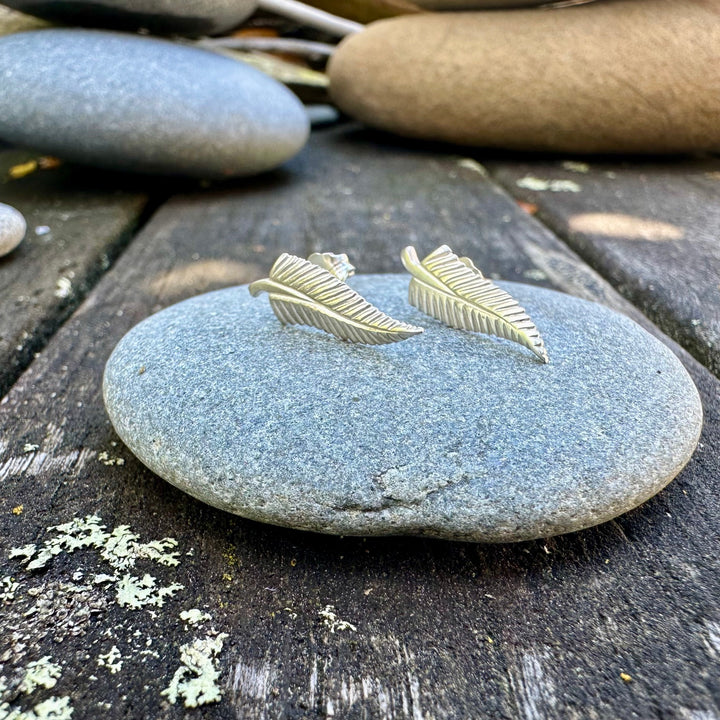 small silver fern studs