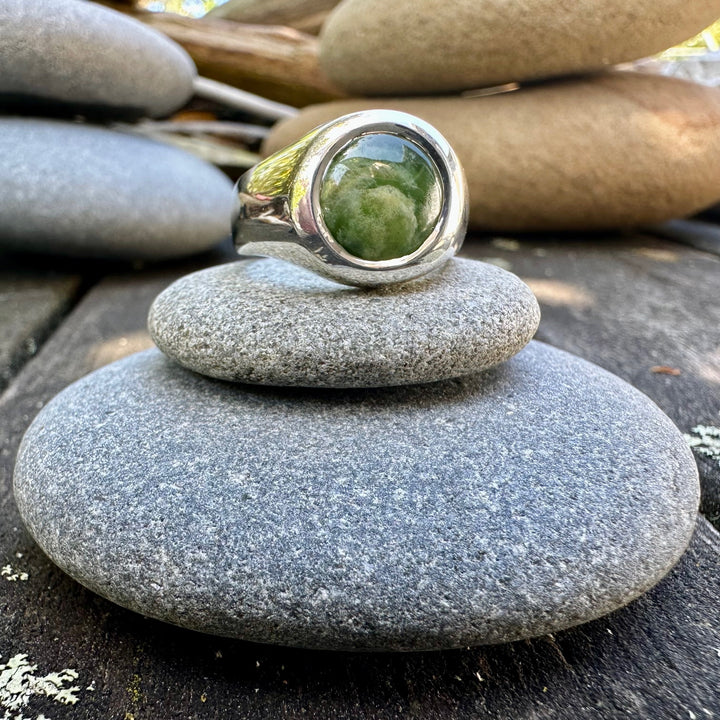 Sterling silver Marsden Flower greenstone signet ring