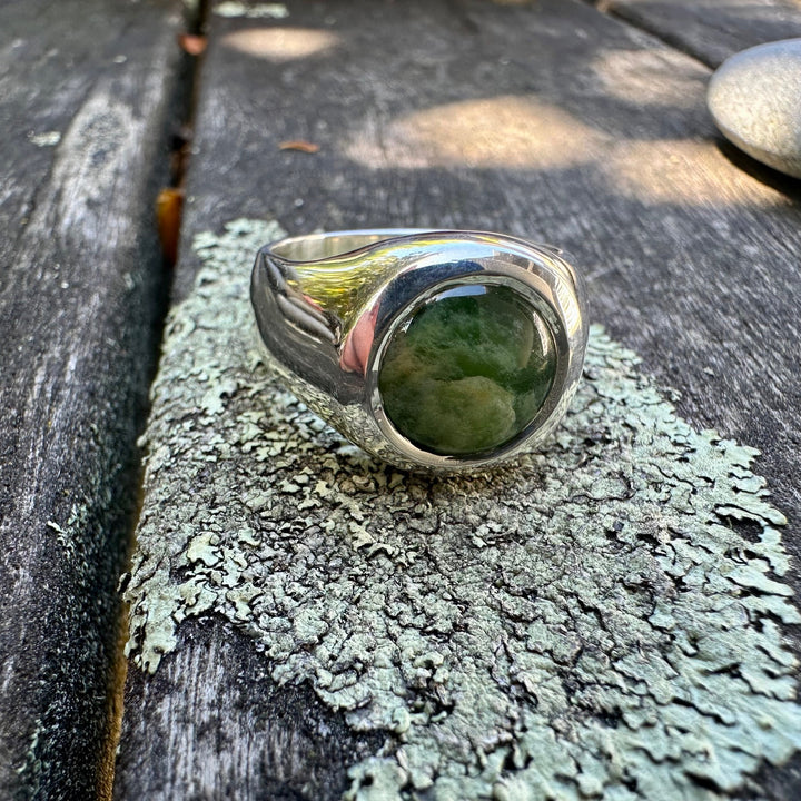 Sterling silver Marsden Flower greenstone signet ring