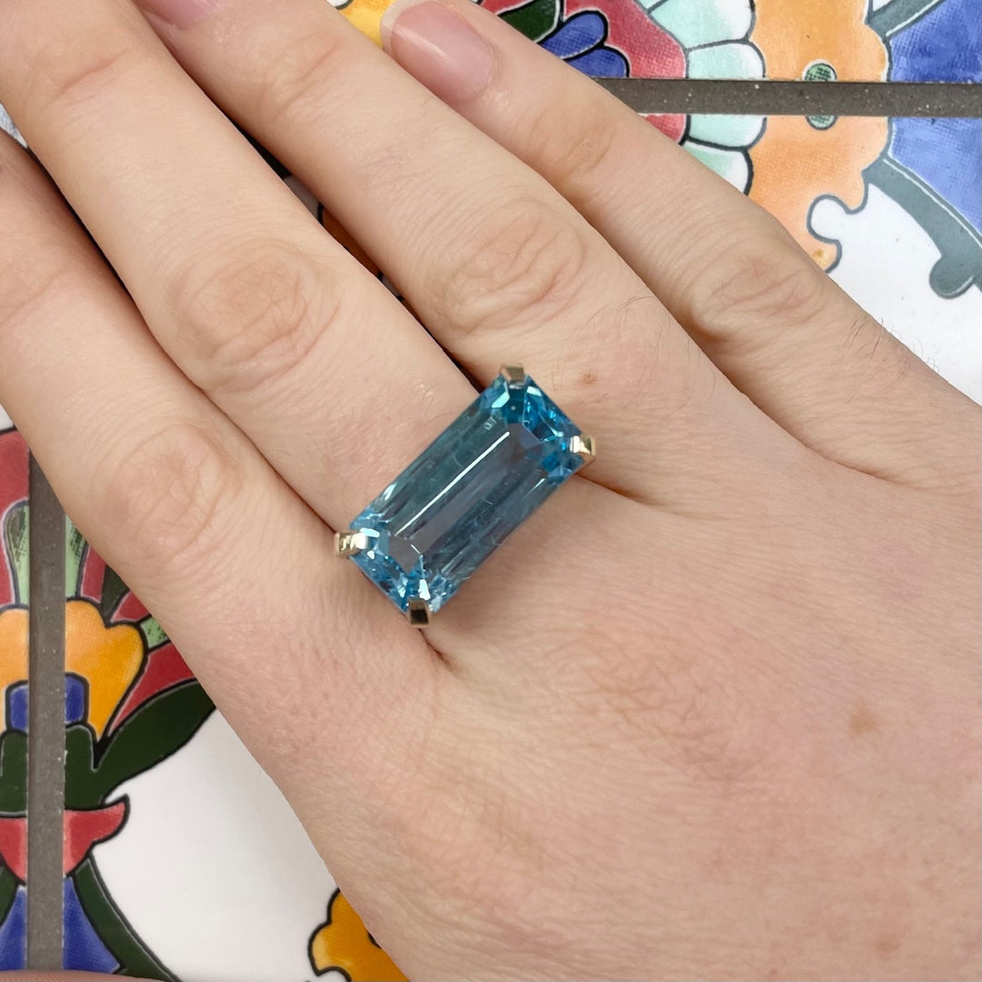20.45ct swiss blue topaz ring