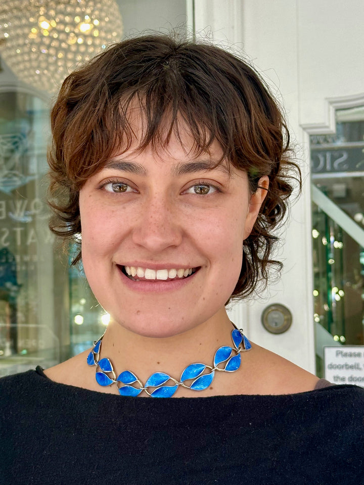 Vintage Scandinavian enamel & sterling necklace