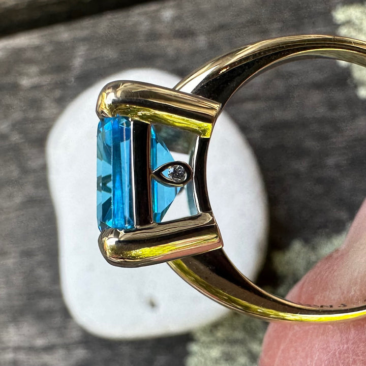 emerald cut blue topaz ring