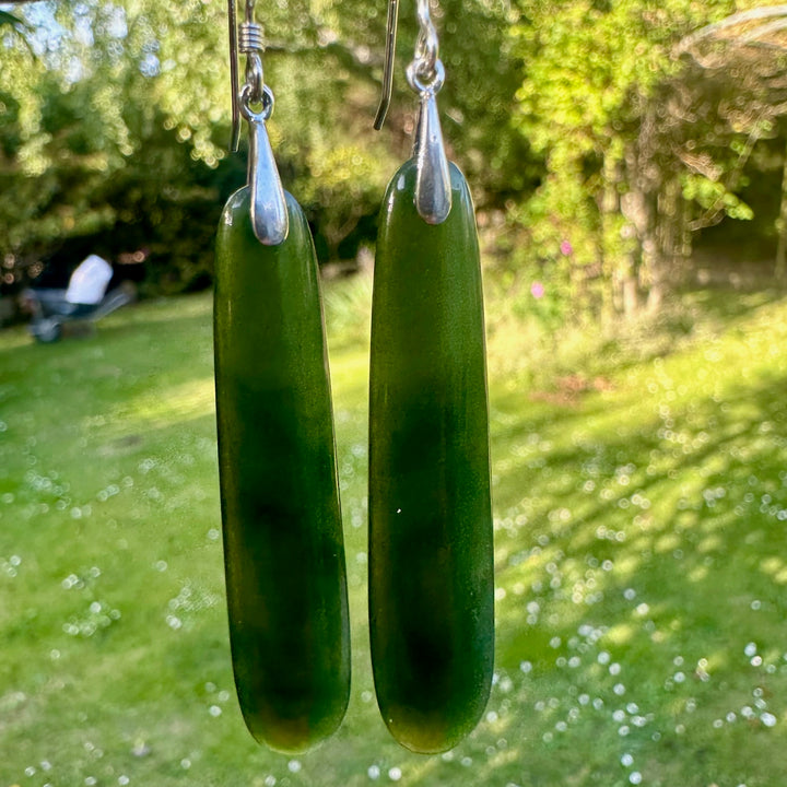 Dark New Zealand greenstone earrings