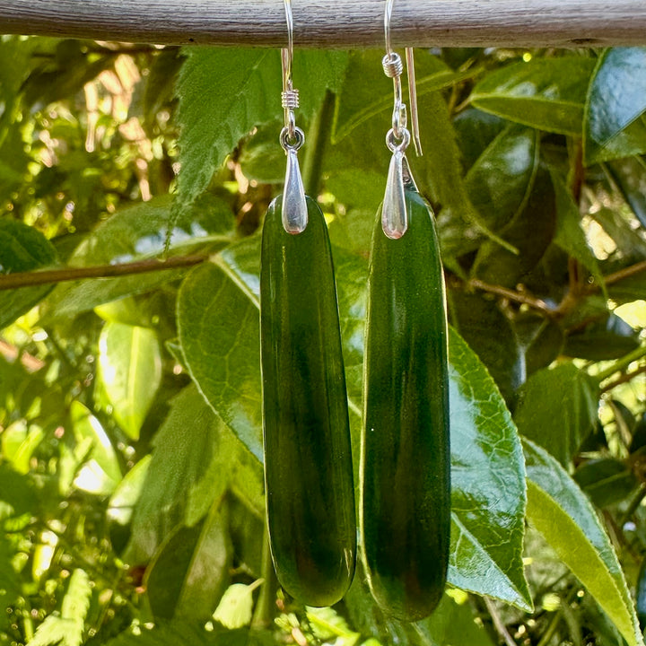 Dark New Zealand greenstone earrings
