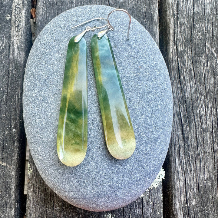 long marsden flower greenstone matched pair earrings