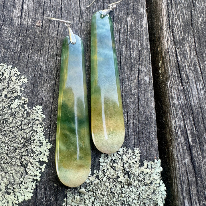 long marsden flower greenstone matched pair earrings