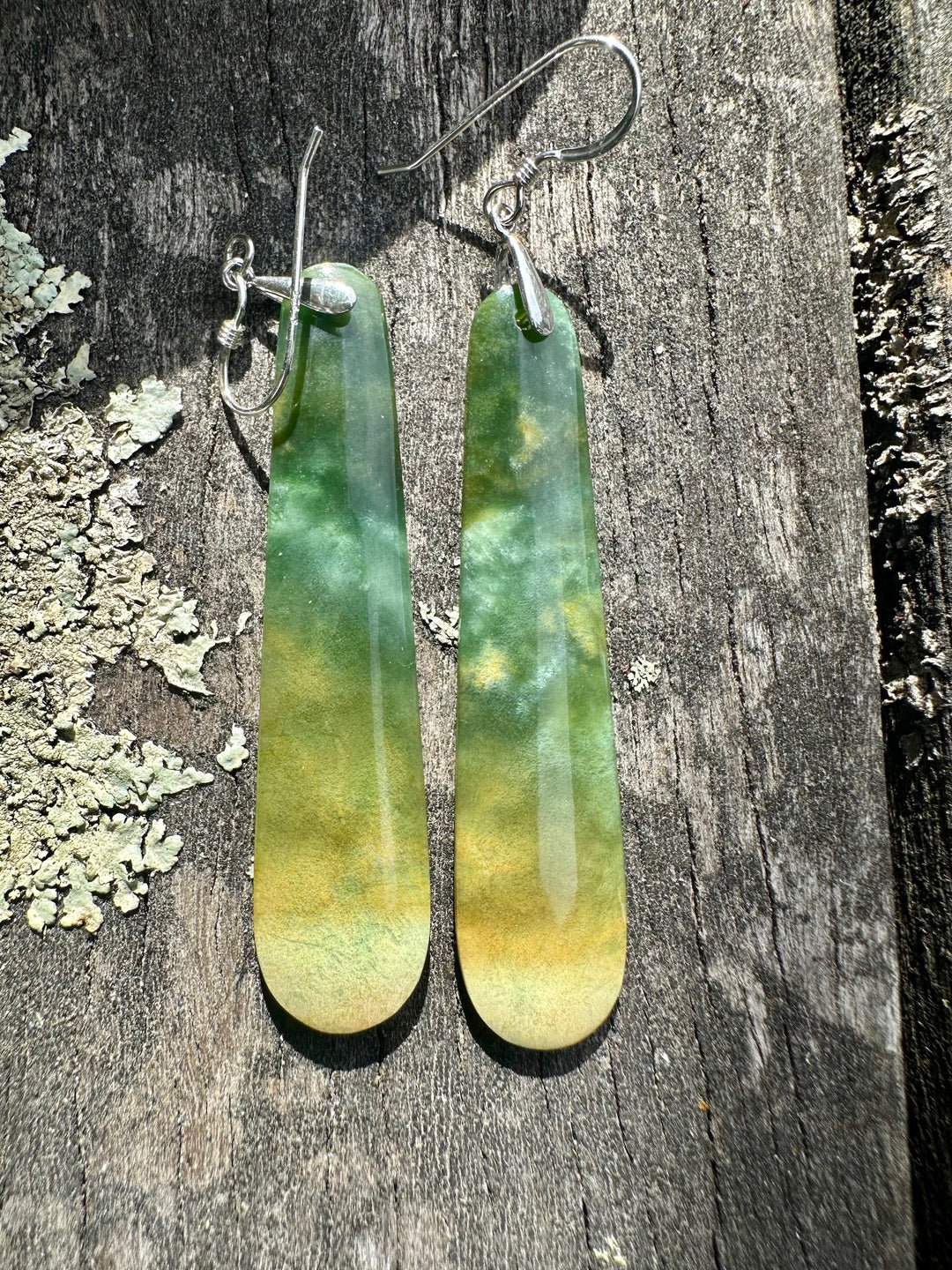 Long Marsden flower greenstone earrings
