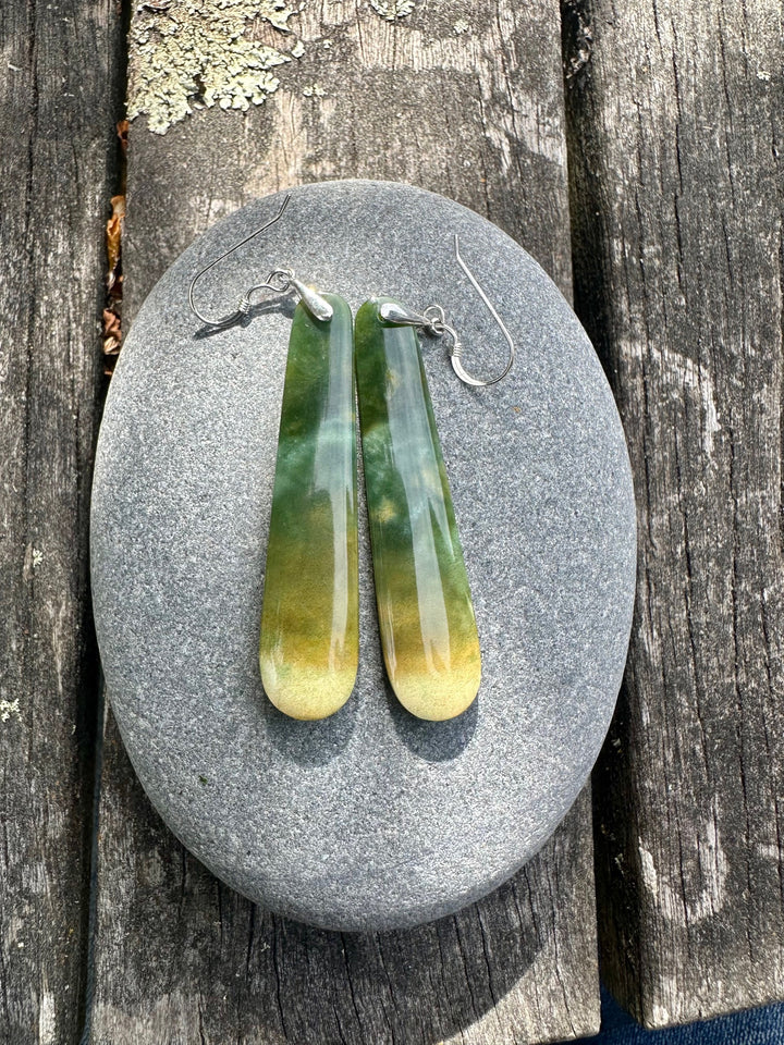 Long Marsden flower greenstone earrings