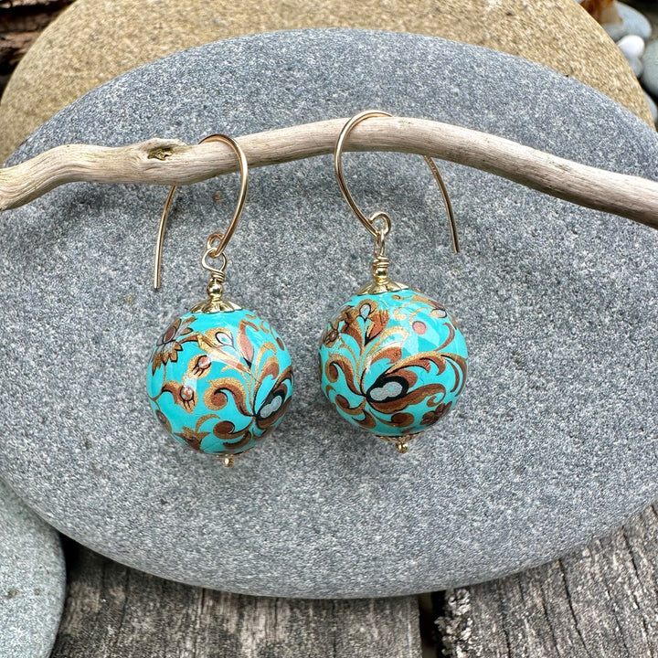 Turquoise iridescent decal earrings