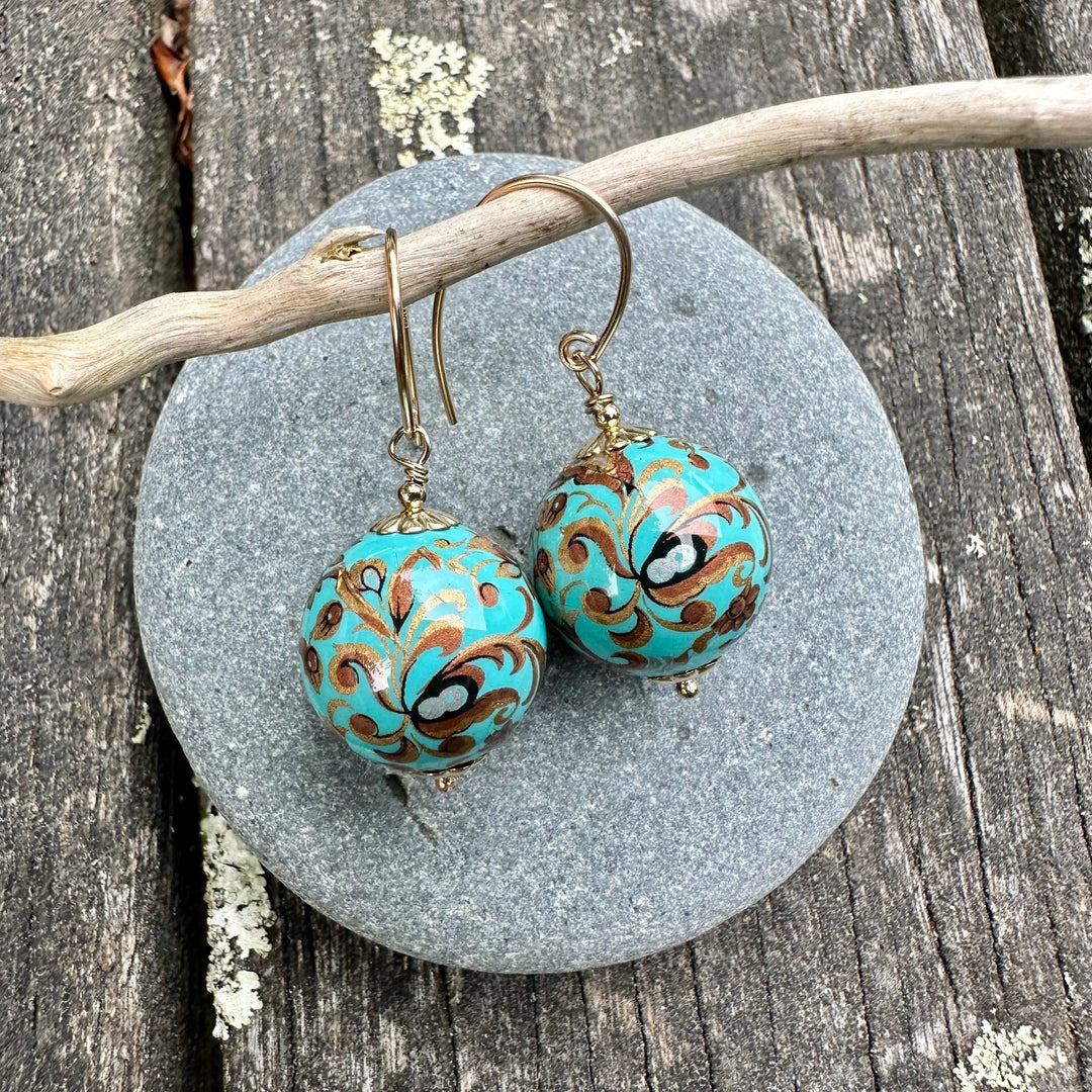 Turquoise iridescent decal earrings