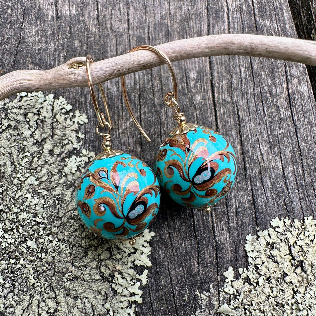 Turquoise iridescent decal earrings