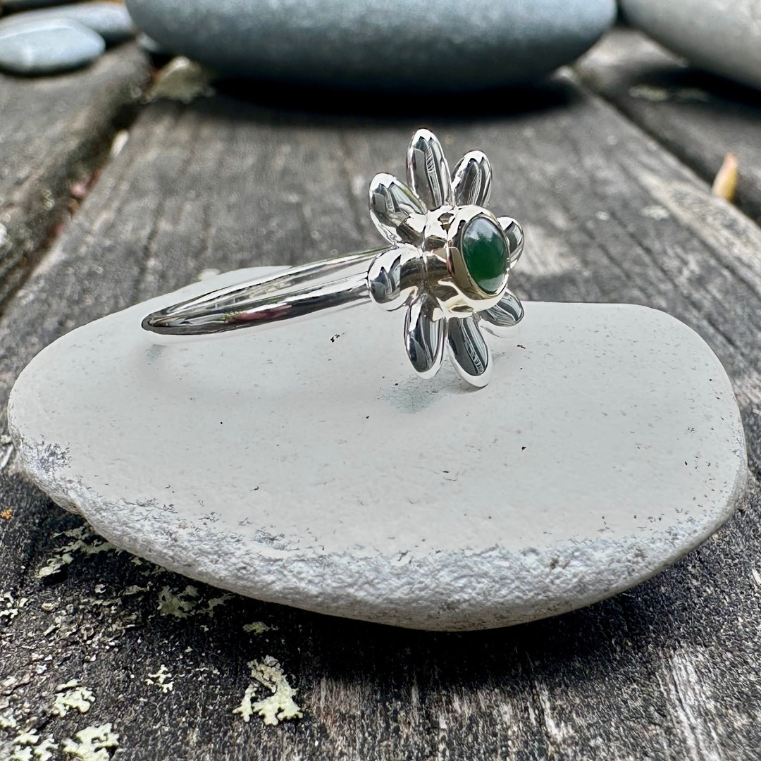 Sterling silver & gold bezel puāwai ring