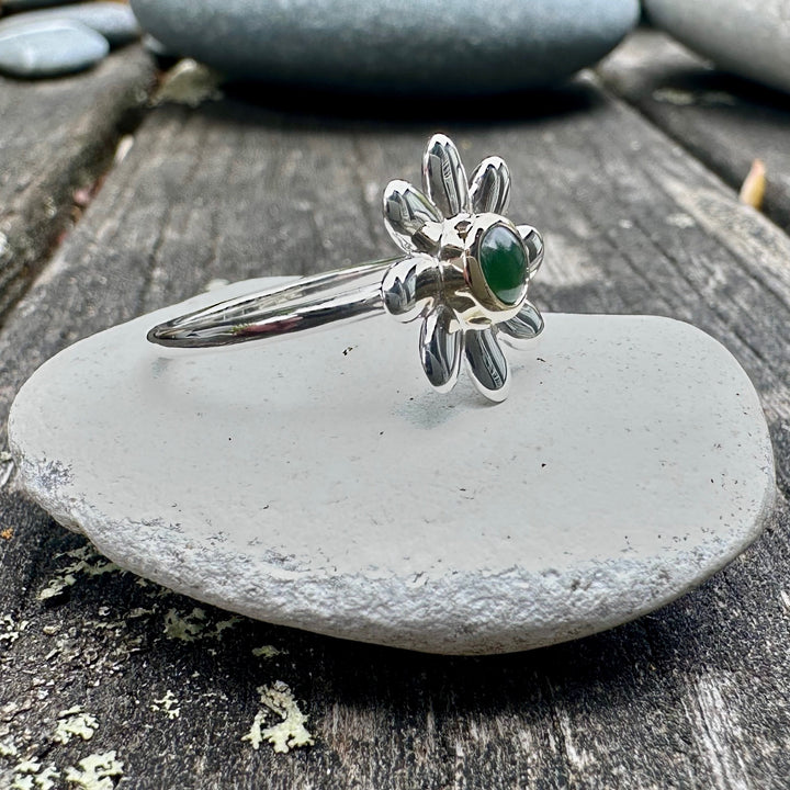 Sterling silver & gold bezel puāwai ring