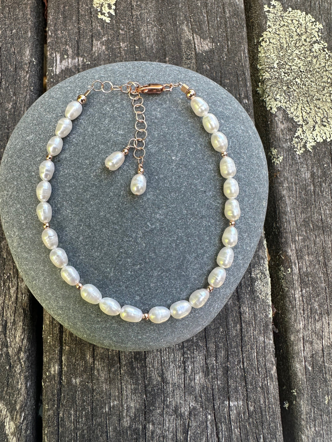 Tiny white rice pearl bracelet