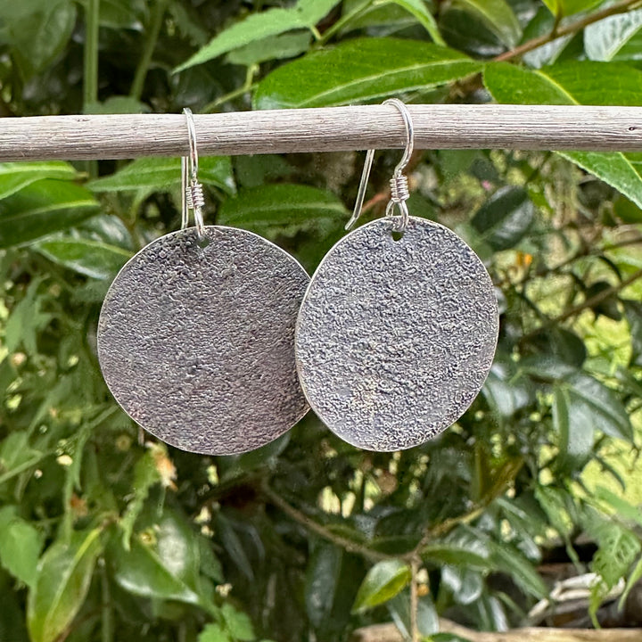 28mm oxidised disc earrings