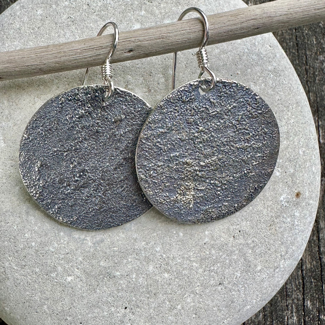 28mm oxidised disc earrings