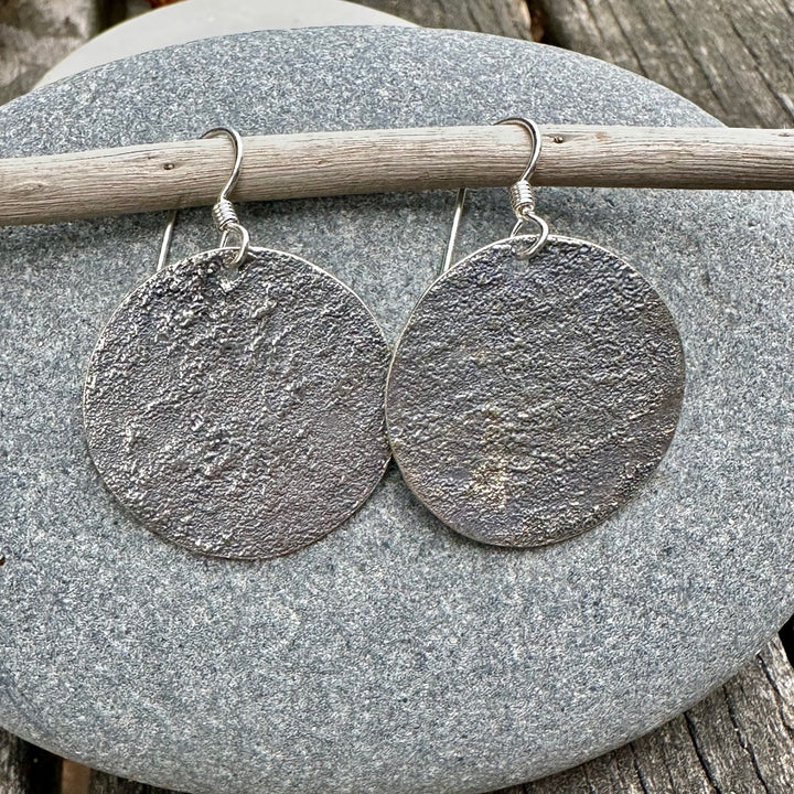 28mm oxidised disc earrings
