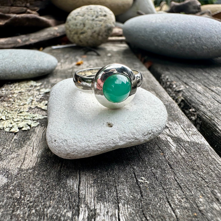Chrysoprase ring in sterling