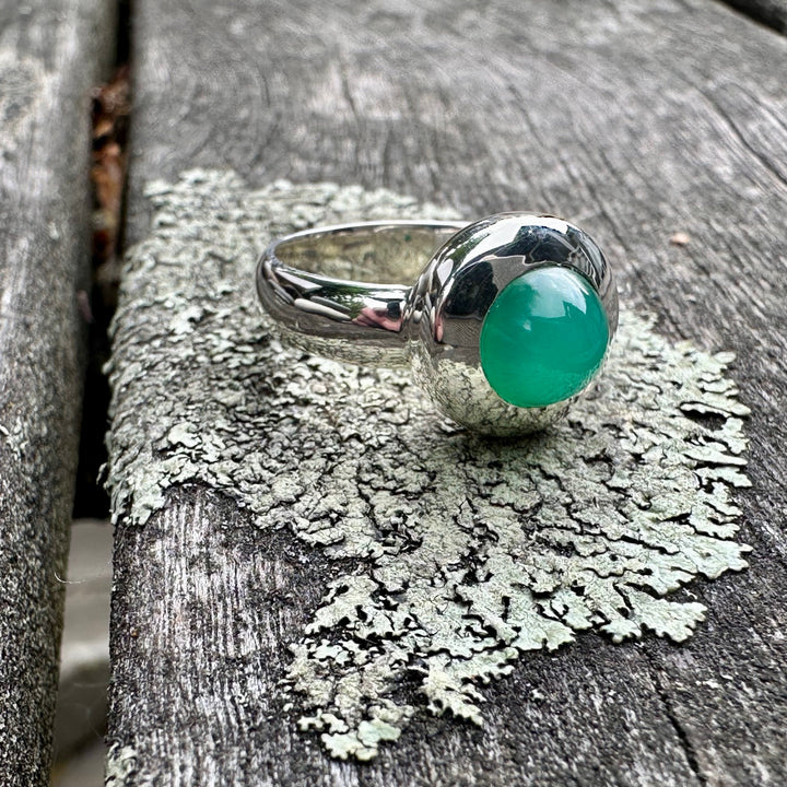 Chrysoprase ring in sterling