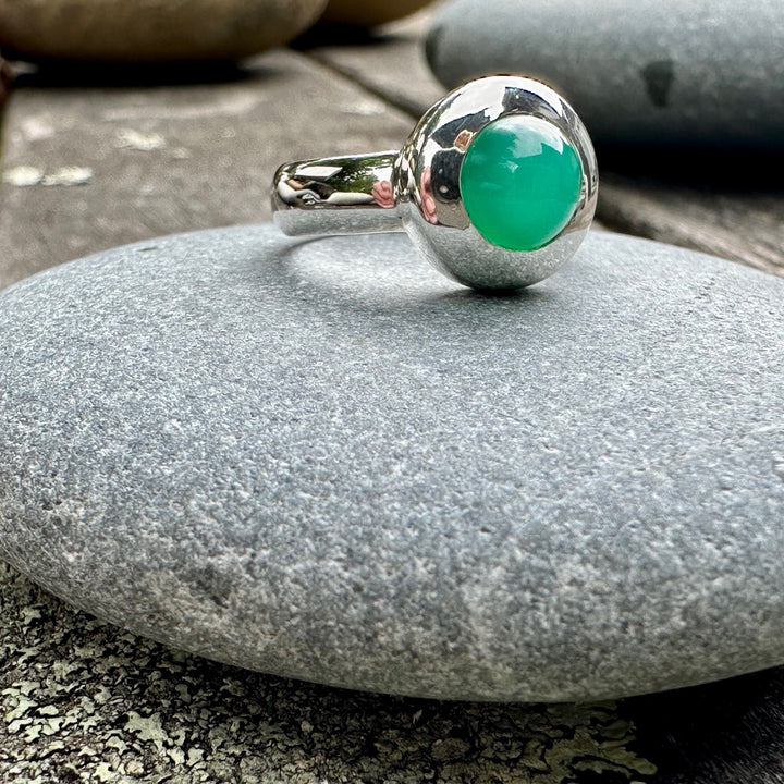 Chrysoprase ring in sterling