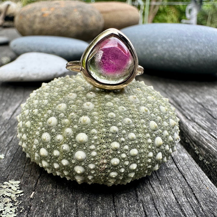 Watermelon tourmaline ring