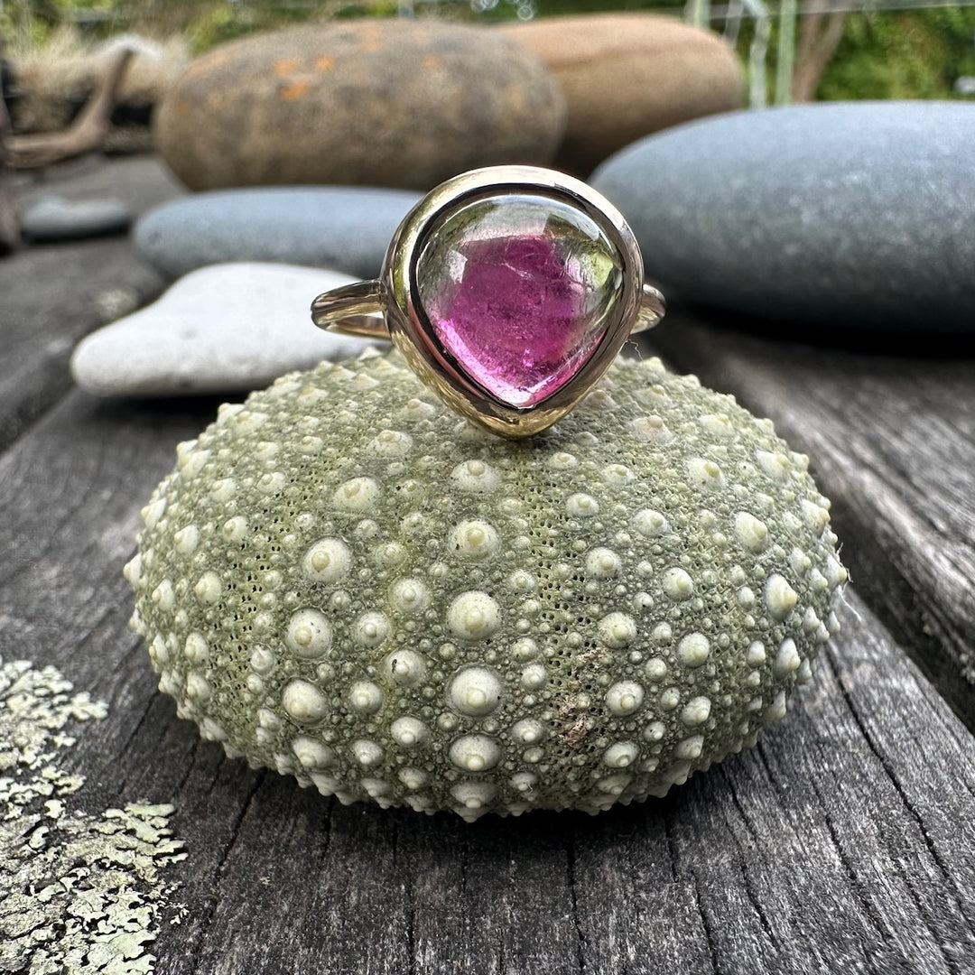 Watermelon tourmaline ring