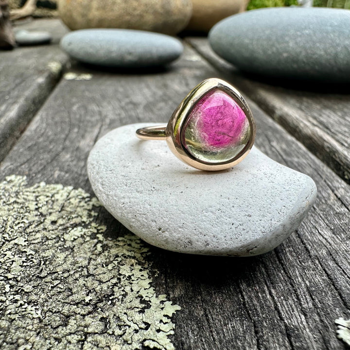 Watermelon tourmaline ring
